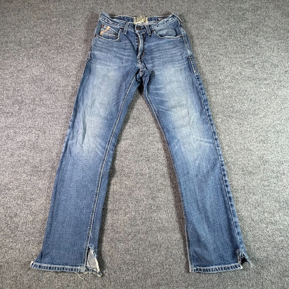 Ariat M4 Straight Jeans Men's 29x34 Blue Cotton Denim Relaxed Fit Distressed